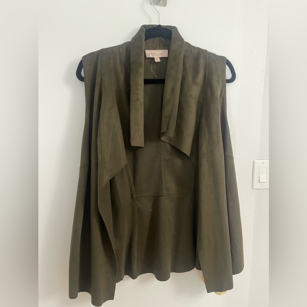Philosophy suede olive green vest